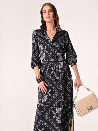 Robe en satin imprimé cachemire