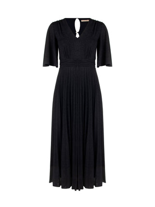 Abito Curvy blu navy plissettato con micro-glitter
