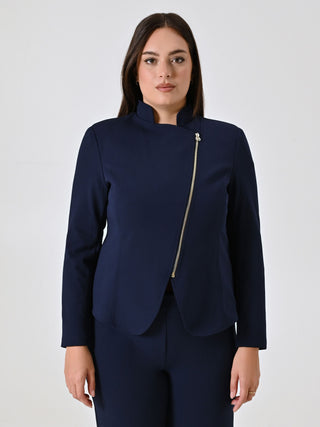 Curvy Blue Jacket with Zip