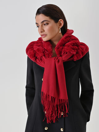 Burgundy Scarf with Faux-Fur Insert