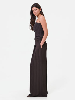 Pantalon palazzo à rayures tennis marron foncé Giorgia Palmas x Rinascimento
