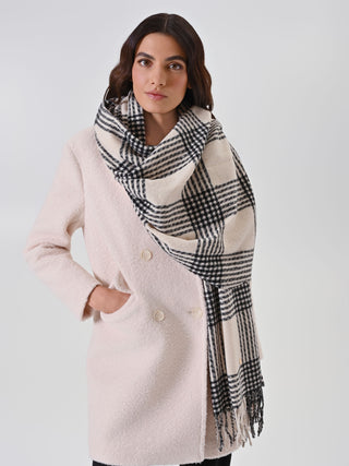 Sciarpa a quadri beige e nera