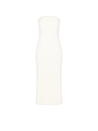 White Sheath Dress in Textured Cady