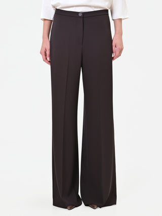 Dark Brown Wide-Leg Cady Trousers
