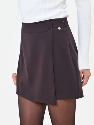 Jupe-short asymétrique marron foncé