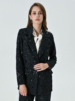 Denim Jacket Embellished with Sequins