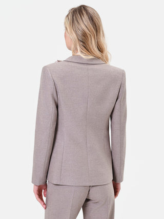 Single-Breasted Taupe Beige Viscose Blend Jacket