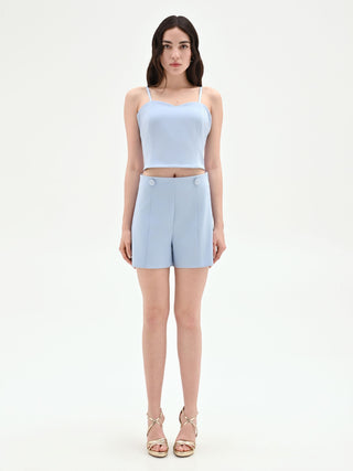Himmelblaue High-Waist-Shorts