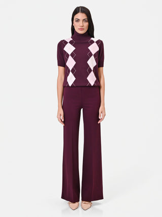 Pantalone a palazzo bordeaux con piega centrale
