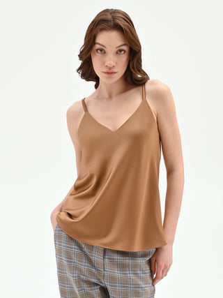 Bronze-brown satin top