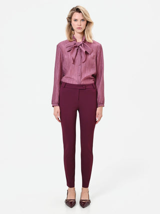 Pantalone skinny bordeaux rosso in scuba mano crepe
