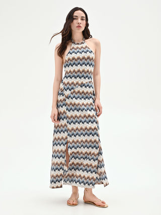 Light Blue Chevron Maxi Dress