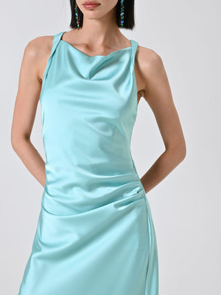  Robe en satin aigue-marine