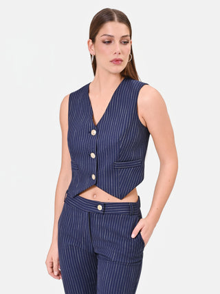 Gilet Blu Navy Gessato