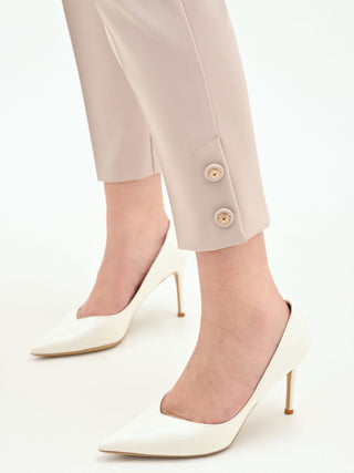 Taupe Beige Curvy Technical Trousers