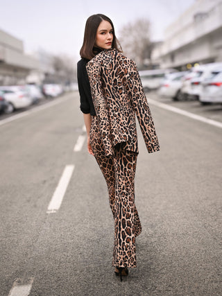 Animal-print Flared Trousers