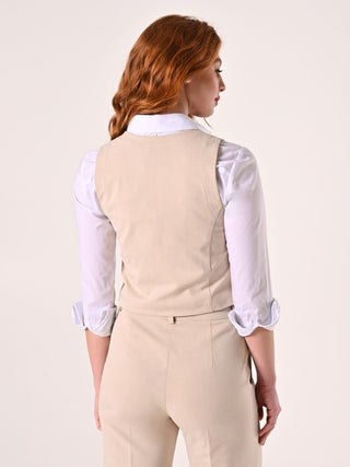 Beige Waistcoat in Textured Fabric