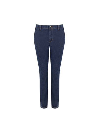 Pantaloni jeans blu con piega centrale regular fit
