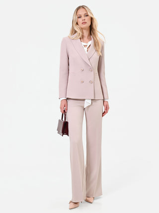 Pantalone a palazzo tortora beige a vita alta