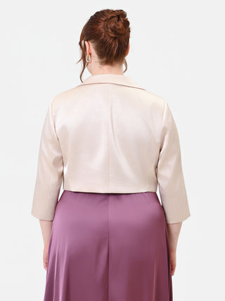 Giacca Curvy corta in raso beige chiaro
