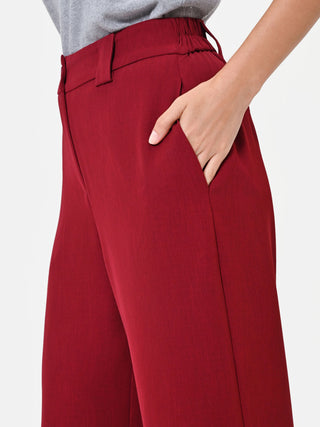 High-Waisted Burgundy Palazzo Trousers