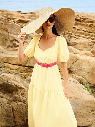 Robe jaune en coton mélangé