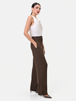 High-Waisted Chocolate Wide-Leg Trousers