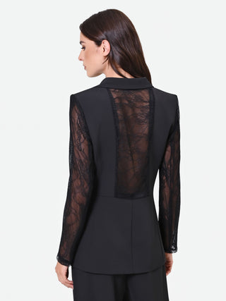 Blazer nero con maniche in pizzo