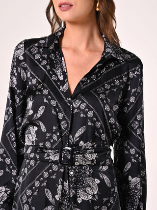 Robe en satin imprimé cachemire
