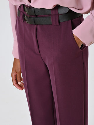 Pantaloni Bordeaux con Risvolto effetto Lana