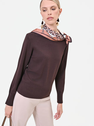 Maglia scollo a barchetta moro marrone in misto viscosa