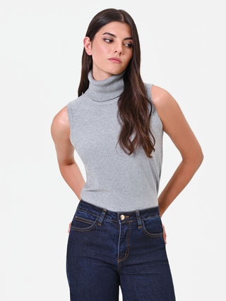 Pull à col roulé sans manches gris clair Giorgia Palmas X Rinascimento