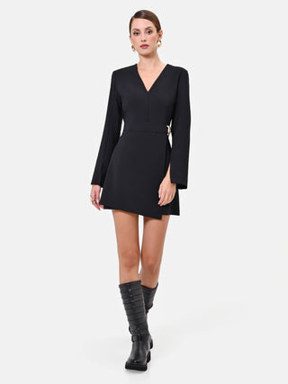 Black Asymmetric Wrap Playsuit