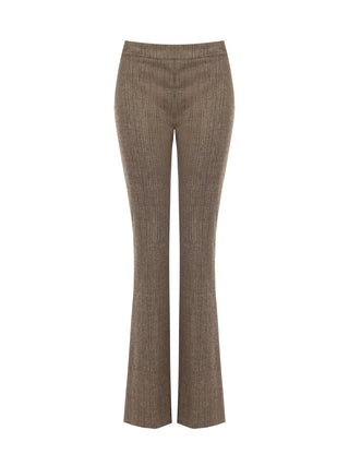 Pantalone dritto tortora beige motivo spigato