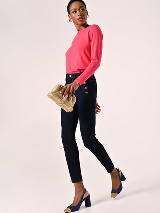 Blue Skinny Jeans with Buttons