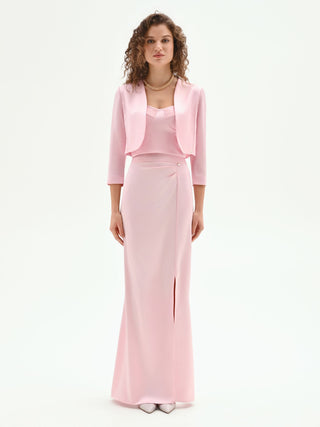 Bolero mit Revers in Pastellrosa