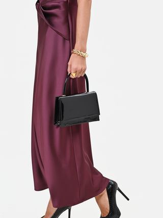 Black High-Gloss Patent-Effect Handbag