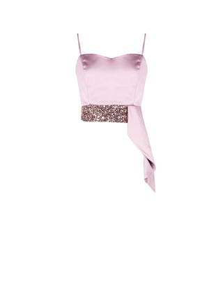 Top Rosa Malva Raso & Paillettes