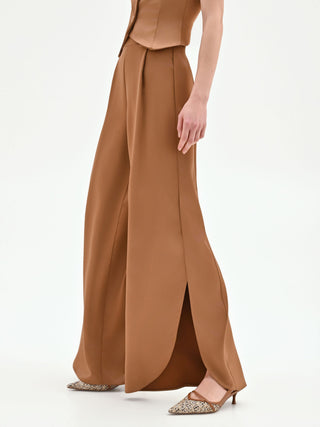 Palazzo-Hose in Bronzebraun mit Schlitzen