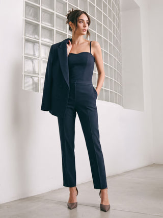 Navy Blue Pinstripe Studio Bustier Top