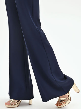 Blue palazzo pants with pressed crease