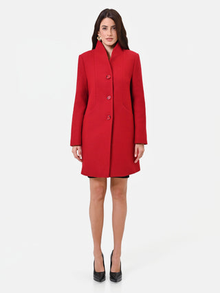 Cappotto monopetto rosso con collo a listino