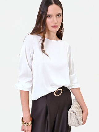 Blusa bianca in raso