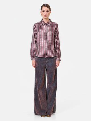 Burgundy shirt with micro-geometric pattern