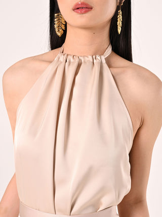 Top beige clair en satin