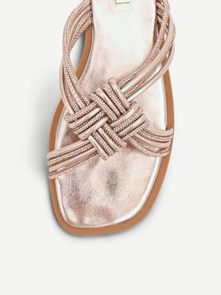 Sandali bassi rosa con strass