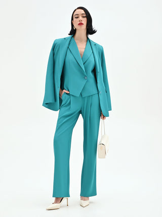 Pantalone Studio con pinces in cadi verde smeraldo