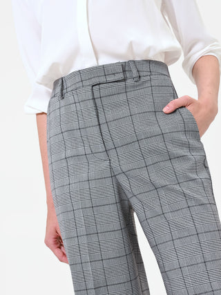 Pantalone grigio a gamba ampia con fantasia check
