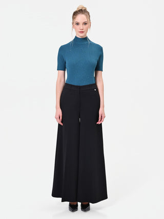 Teal Viscose Knit Top with Sparkling Accents