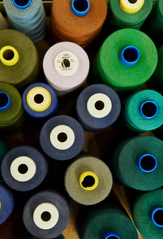 Image with rolls of yarn seen from above